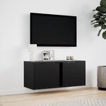 vidaXL Meuble TV mural avec lumières LED noir 80x31x35 cm