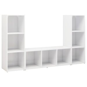 vidaXL Meubles TV 3 Pièces Blanc 107x35x37 cm Bois d'ingénierie