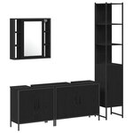 vidaXL Ensemble de mobilier de salle de bain avec étagère 4 Pièces Noir