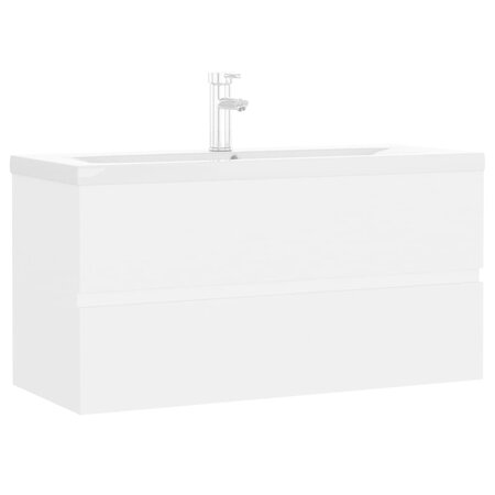 vidaXL Armoire d'évier avec lavabo intégré blanc bois d'ingénierie