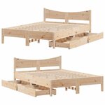 vidaXL Cadre de lit avec tiroirs 150x200 cm bois de pin massif