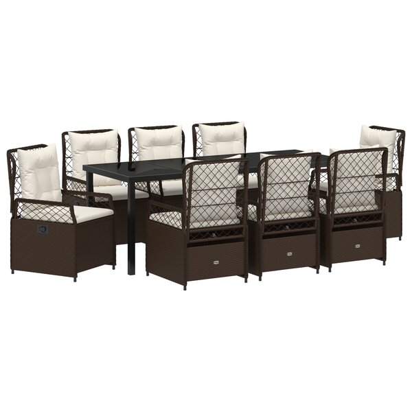 vidaXL Ensemble de jardin   9 pièces  en poly rattan marron