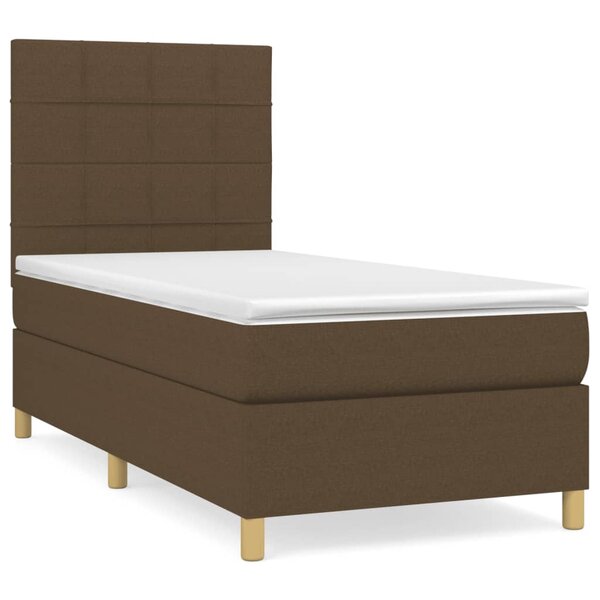 vidaXL Sommier à lattes de lit avec matelas Marron foncé 90x190 cm