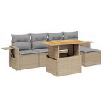 vidaXL Salon de jardin avec coussins 6 Pièces beige résine tressée