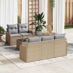 vidaXL Ensemble de canapé de jardin 6 Pièces Beige Poly rotin