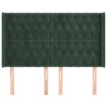 vidaXL Tête de lit avec oreilles Vert foncé 147x16x118/128 cm Velours