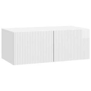 vidaXL Meuble TV mural Montage mural Blanc brillant 78 5 x 41 x 30 cm