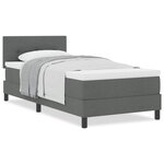 vidaXL Lit boxspring avec matelas Gris foncé 90 x 190 cm tissu