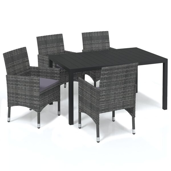 vidaXL Ensemble à manger de jardin coussins 5Pièces Résine tressée Gris