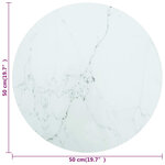 vidaXL Dessus de table blanc Ø50x0 8cm verre trempé avec design marbre
