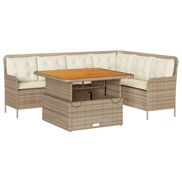 vidaXL Salon de jardin avec coussins 2 Pièces beige résine tressée