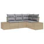 vidaXL Ensemble de canapé de jardin 4 Pièces Beige polyrotin