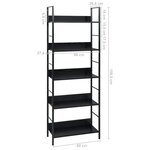 Vidaxl bibliothèque à 5 niveaux noir 60x27 6x158 5 cm aggloméré