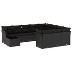 vidaXL Salon de jardin 11 Pièces avec coussins noir résine tressée