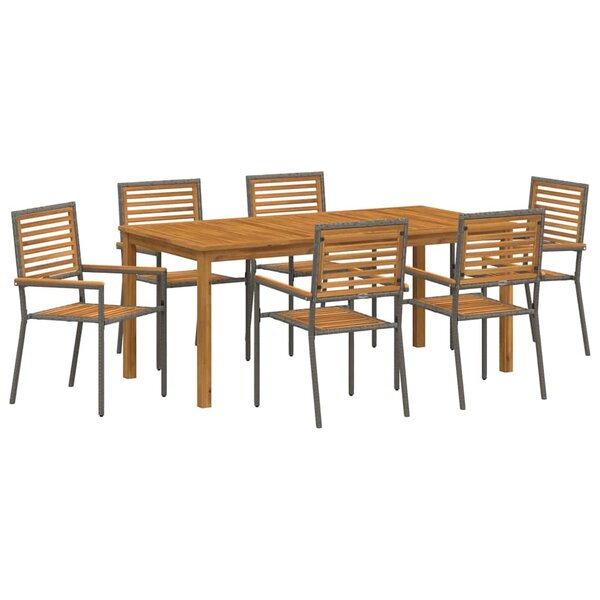 vidaXL Ensemble de salle à manger pour jardin 7 Pièces Gris Poly rotin
