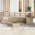 vidaXL Ensemble de canapé de jardin 8 Pièces Beige et blanc