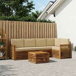vidaXL Ensemble de canapé d'angle avec coussin 5 Pièces Naturel