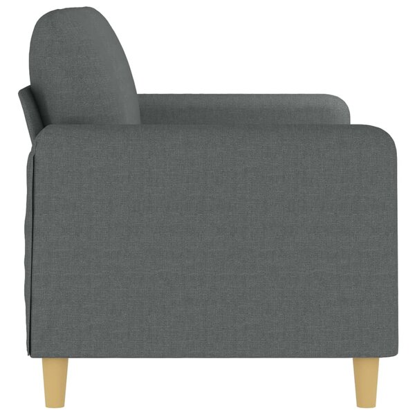 Canapé 2 places scandinave arrondi tissu gris foncé pieds bois d'hévéa