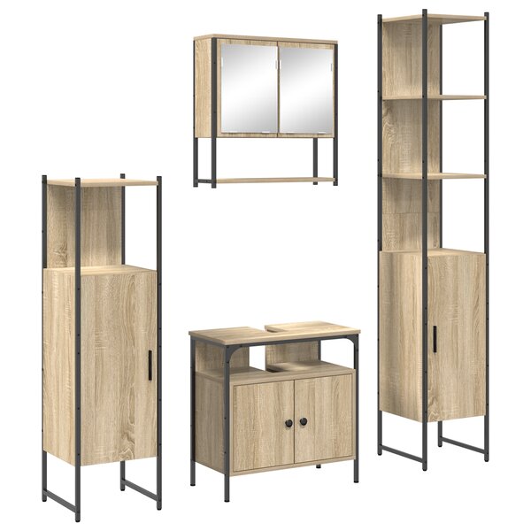 vidaXL Ensemble de mobilier de salle de bain 4 Pièces Chêne sonoma