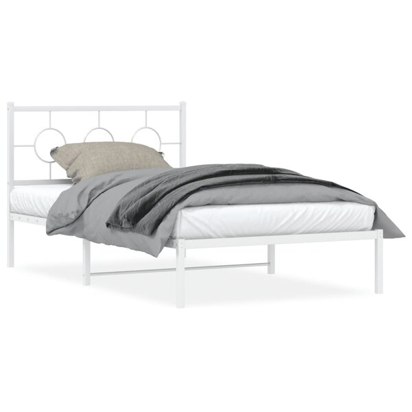 vidaXL Cadre de lit métal sans matelas et tête de lit blanc 107x203 cm