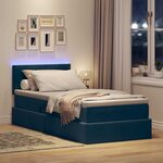 vidaXL Lit avec rangement et LED Bleu foncé 90 x 200 cm Velours