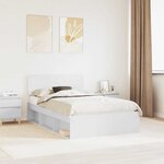 vidaXL Cadre de lit avec tête de lit Blanc 120 x 200 cm Pin massif