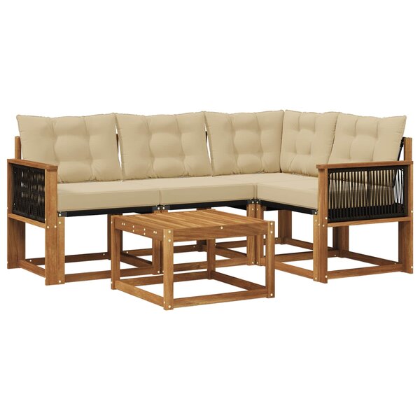 vidaXL Ensemble de canapés d'extérieur 5 pc Naturel et Beige
