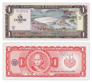 Billet de Collection 1 colon 1982 El Salvador - Neuf - P133a