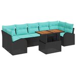 vidaXL Ensemble de canapé de jardin 8 Pièces Noir Poly rotin