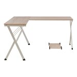 Bureau table poste de travail 158 x 120 x 75 cm blanc effet chêne 03_0009069