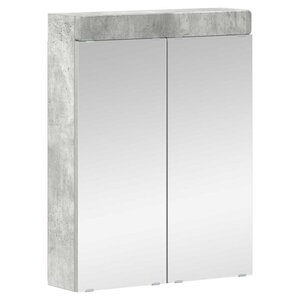 vidaXL Amoire de salle de bain avec miroir avec porte TULUM Gris béton