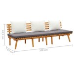 vidaXL Lit de repos de jardin 200x65 cm Bois d'acacia solide