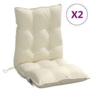 vidaXL Coussins de chaise à dossier bas lot de 2 crème tissu oxford