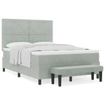 vidaXL Lit à ressorts avec Matelas & Banc Gris Clair 160x200 cm Velours