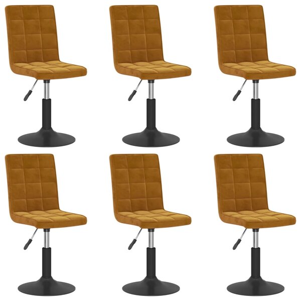 vidaXL Chaises pivotantes à manger lot de 6 marron velours
