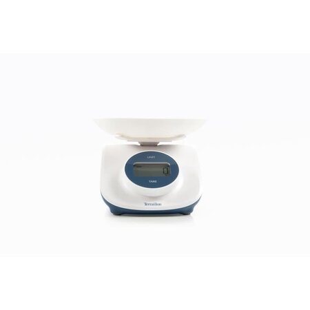 TERRAILLON 14770- Balance culinaire éléctronique Dynamo Curve - 3-5kg - Affichage LCD - Fonction Tare, Arrêt auto - Blanche/Bleue