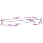 vidaXL Tiroirs de lit avec tiroir Sonoma gris 200 x 36.5 x 16.5 cm