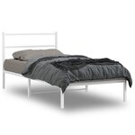 vidaXL Cadre de lit métal sans matelas et tête de lit blanc 107x203 cm