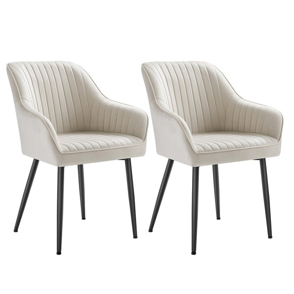 Chaise de salle à manger fauteuil siège rembourrée avec accoudoirs largeur d’assise 49 cm pieds en métal revêtement en velours charge 110 kg pour salon chambre gris 12_0004913