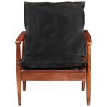 vidaXL Fauteuil noir cuir véritable et bois d'acacia solide