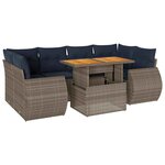 vidaXL Salon de jardin avec coussins 7 Pièces gris résine tressée