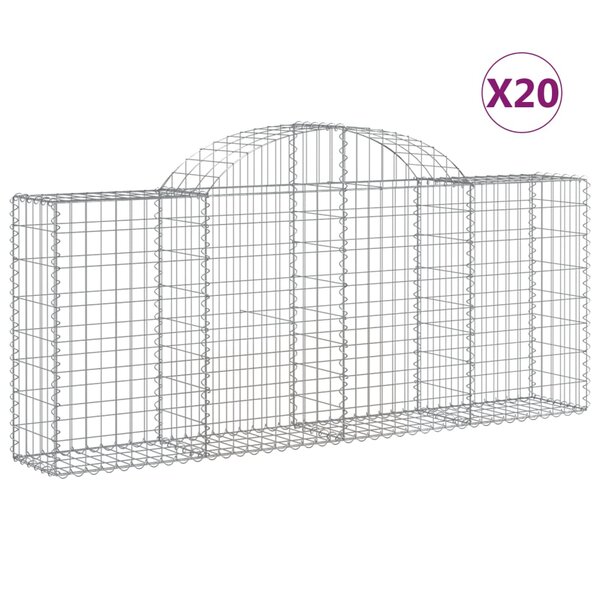 vidaXL Paniers à gabions arqués 20 Pièces 200x30x80/100 cm Fer galvanisé