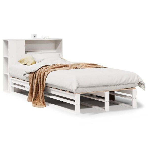 vidaXL Lit bibliothèque sans matelas blanc 75x190 cm bois massif