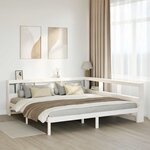 vidaXL Lit bibliothèque sans matelas blanc 200x200 cm bois pin massif