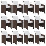 vidaXL Ensemble à dîner de jardin coussins 13Pièces Résine tressée Marron