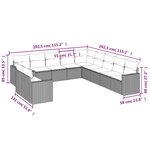vidaXL Salon de jardin 11 Pièces avec coussins beige résine tressée