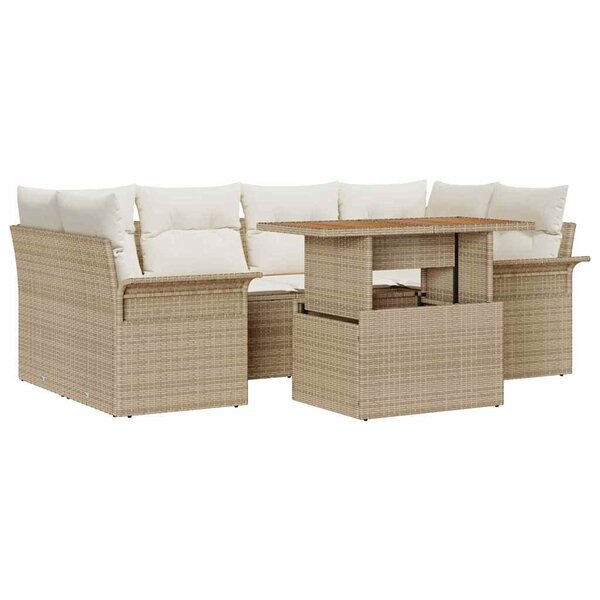 vidaXL Ensemble de canapé de jardin avec coussin 7 Pièces beige et crème