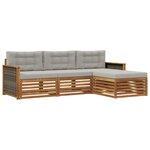 vidaXL Ensemble de canapés d'extérieur 4 pc Naturel et gris clair
