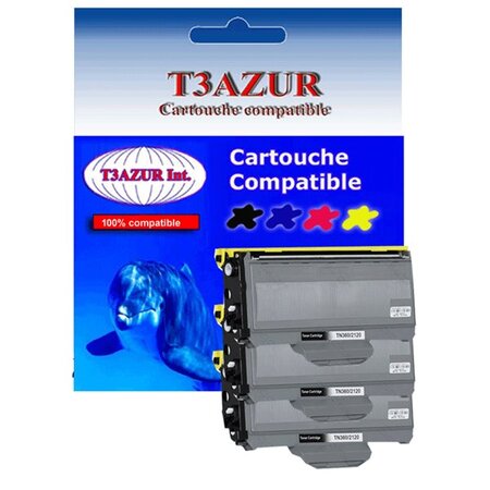 3 Toners compatibles avec Brother TN2120 pour Brother MFC7840, MFC7840W - 2 600 pages - T3AZUR