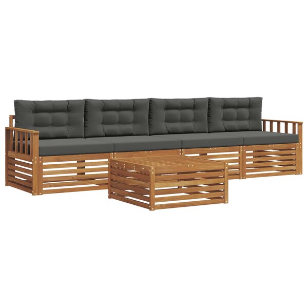 vidaXL Ensemble de canapés d'extérieur 5 pc Naturel et Anthracite